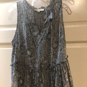 Loft Blue gray ruffle hem shell